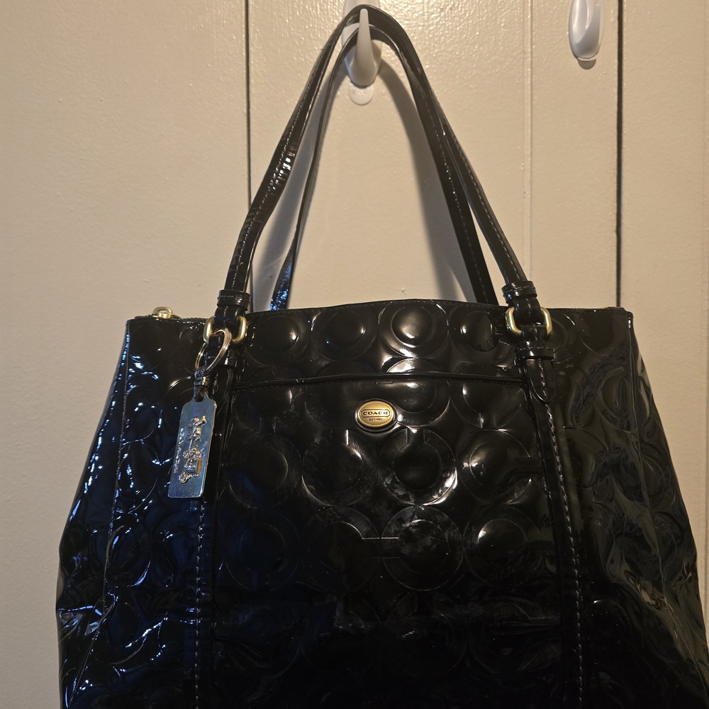 Black Patent Leather Tote Bag